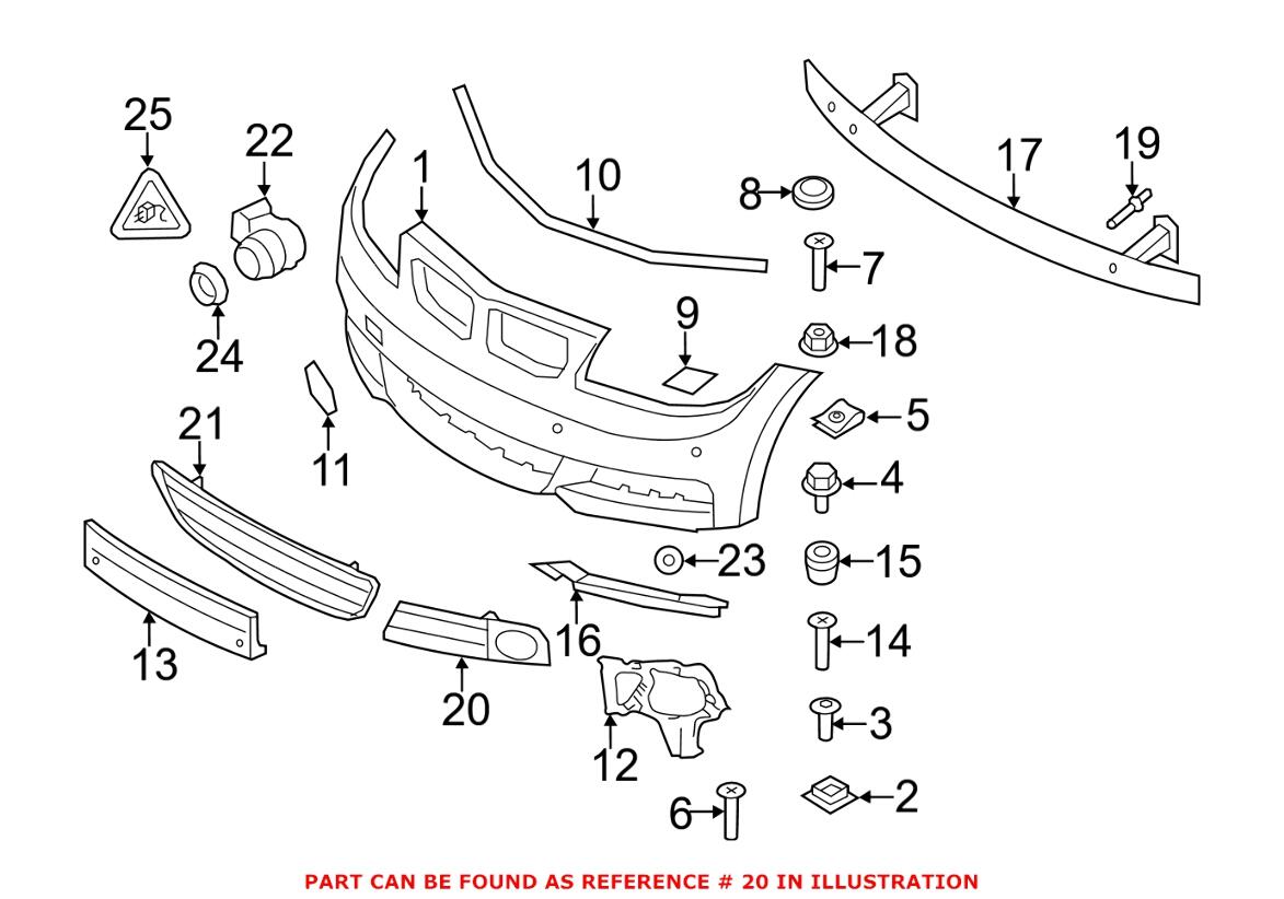 BMW Fog Light Trim = Front Passenger Side 51118045450